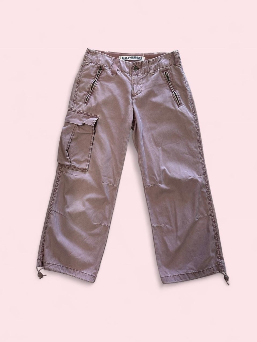 Y2K Express Light Mauve Low Rise Cargo Capris
